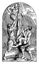 Peter Crucified on an Upside Down Cross vintage illustration