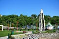 Peter Lundberg sculpture at Ossining waterfront with pedestrians