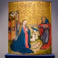 Medieval altar painting with nativity scene, Virgin Mary with Son Jesus, Old Masters Collection Wuerth, Schwabisch Hall, Germany Royalty Free Stock Photo