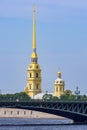 Peter and Paul cathedral and Trinity Troitsky bridge, Saint Petersburg, Russia Royalty Free Stock Photo