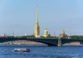 Peter and Paul cathedral and Trinity Troitsky bridge, Saint Petersburg, Russia Royalty Free Stock Photo