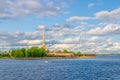 The Peter and Paul Fortress citadel, Saints Peter and Paul Cathedral Orthodox church with gold spire Royalty Free Stock Photo