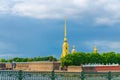 The Peter and Paul Fortress citadel, Saints Peter and Paul Cathedral Orthodox church with golden spire Royalty Free Stock Photo
