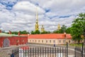 Peter and Paul fortress, the domes of Peter and Paul cathedral, inner yard and the Ingenerny Engineering house.