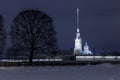 Peter Paul fortress landmark Saint Petersburg night Royalty Free Stock Photo