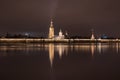 Peter and Paul Fortress and the Neva River decorated for Christmas. Petersburg eve of the new year. Winter night Russia Royalty Free Stock Photo