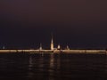 Peter and Paul Fortress night is the original citadel of St. Petersburg, Russia