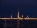 Peter and Paul Fortress night is the original citadel of St. Petersburg, Russia