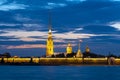 Peter and Paul Fortress at night, Saint Petersburg, Russia