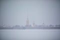 Peter and Paul Fortress in Saint Petersburg, Russia, on a cold winter day with heavy snowfall Royalty Free Stock Photo