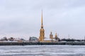 Peter and Paul Fortress in Staint-Petersburg winter day. Royalty Free Stock Photo