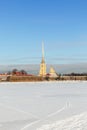 Peter and Paul Fortress in the winter, Saint Petersburg Royalty Free Stock Photo