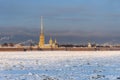 Peter and Paul fortress in winter. Saint Petersburg, Russia Royalty Free Stock Photo