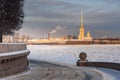 Peter and Paul fortress in winter. Saint Petersburg, Russia Royalty Free Stock Photo