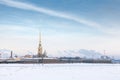 Peter and Paul Fortress in the winter, St. Petersburg Royalty Free Stock Photo