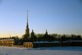 Peter and Pauls fortress and the Neva river winter panorama.