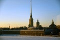 Peter and Pauls fortress and the Neva river winter panorama.