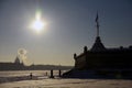 Peter and Pauls fortress and the Neva river winter panorama.