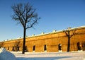 Peter and Pauls fortress, winter photo. Saint-Petersburg, Russia.