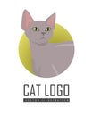 Peterbald cat Vector Flat Design Illustration