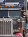Peterbilt semi-trailer truck with two drivers Royalty Free Stock Photo