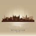 Peterborough England city skyline silhouette