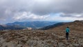 Peterer Riegel - Woman hiking to top of Peterer Riegel on Packalpe, Lavanttal Alps in Styria, Austria Royalty Free Stock Photo