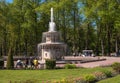 Petergof, Russia - June 5, 2017: Roman fountain. This is one of two symmetrical fountains. Royalty Free Stock Photo