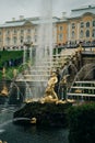 Petergof which hosts Grand Peterhof Palace. Saint Petersburg, Russia - 2021 Royalty Free Stock Photo