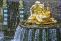 Peterhof, a fragment of the Grand Cascade, a statue symbolizing the Volkhov river