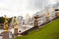 Peterhof Museum-Reserve, famous cascade of fountains fnd golden sculptures near the Peterhof Palace Royalty Free Stock Photo