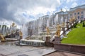 Peterhof Museum-Reserve, famous cascade of fountains fnd golden sculptures near the Peterhof Palace Royalty Free Stock Photo