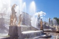 Peterhof Museum-Reserve, famous cascade of fountains fnd golden sculptures near the Peterhof Palace Royalty Free Stock Photo