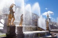 Peterhof Museum-Reserve, famous cascade of fountains fnd golden sculptures near the Peterhof Palace Royalty Free Stock Photo