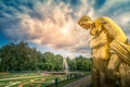 Peterhof Palace, golden statue with water streams and fountains