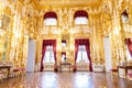 Peterhof palace, Saint Petersburg, Russia - February, 2020: rococo interior. Summer imperial residence. Amazing room and walls