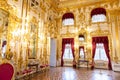Peterhof palace, Saint Petersburg, Russia - February, 2020: roroco interior. Summer imperial residence. Amazing room and walls