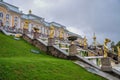 Peterhof Palace wide garden in Saint Petersburg