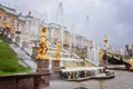 Peterhof Palace wide garden in Saint Petersburg Royalty Free Stock Photo