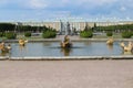 Peterhof, Russia, 23 july 2019. Golden statues and fountains in the Palace complex