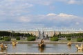 Peterhof, Russia, 23 july 2019. Golden statues and fountains in the Palace complex