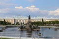 Peterhof, Russia, 23 july 2019. Golden statues and fountains in the Palace complex Royalty Free Stock Photo