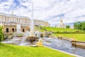 PETERHOF, RUSSIA - JUNE 16, 2015: The Great Cascade In Peterhof, Peterhof the Palace is included in the UNESCO World Heritage