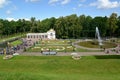 PETERHOF, RUSSIA. A view of orchestra of Nizhny of park in summer day