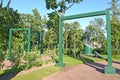 PETERHOF, RUSSIA. Wooden crossbeams complex of gymnastic games