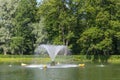 Peterhof, Sand pond with a fountain Royalty Free Stock Photo