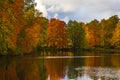 Petersburg.Autumn on the Elagin island.A place of rest for citizens.Ancient Park, canals, Palace and Palace buildings.