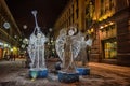 Christmas angels - New Year`s glowing scenery on the streets of St. Petersburg Royalty Free Stock Photo