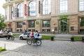 Petersburg, Russia - July 2, 2017: A group of cyclists rides down the city street. Royalty Free Stock Photo