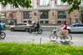 Petersburg, Russia - July 2, 2017: A group of cyclists rides down the city street. Royalty Free Stock Photo